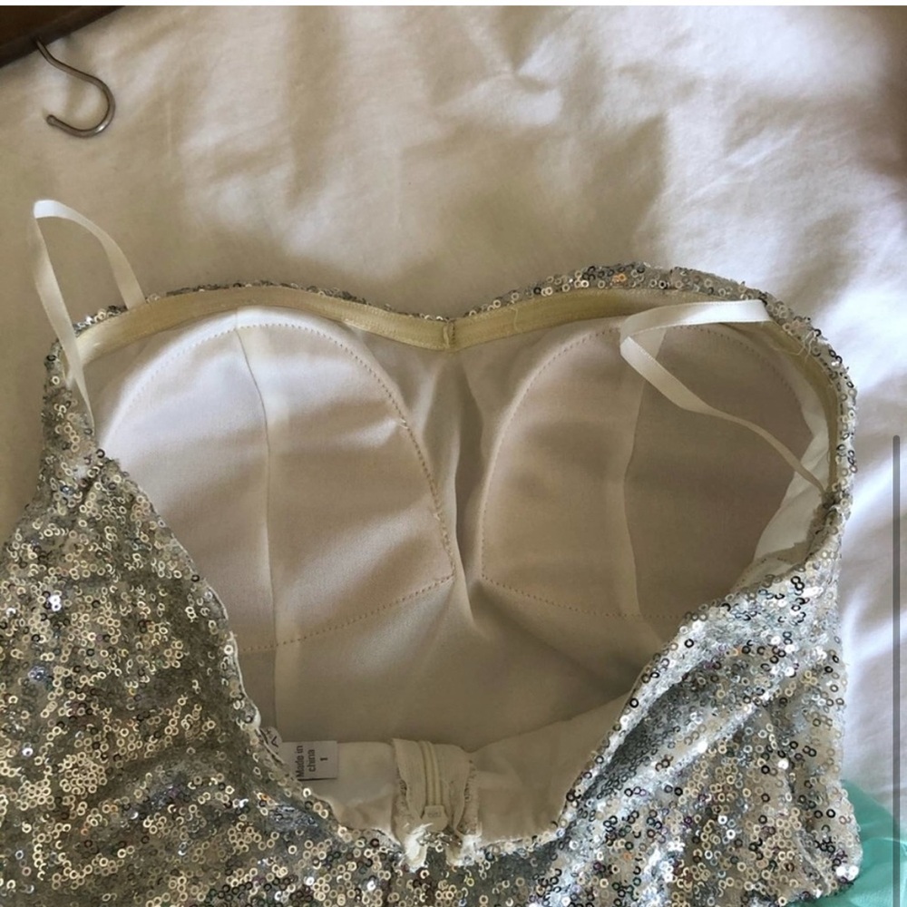 Delia’s Glitter Sparkle Teal Strapless Dress - Picture 4 of 4